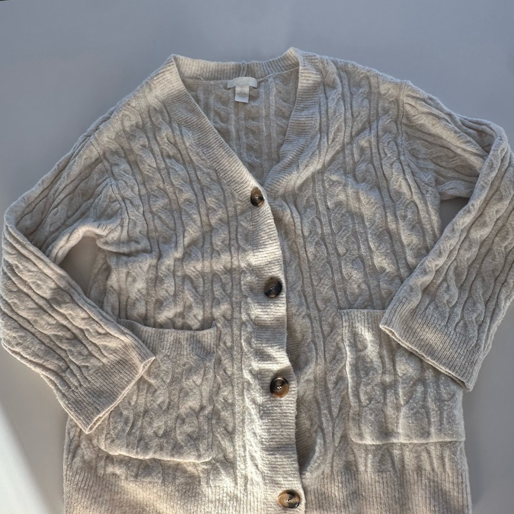 H&M Cream Cable Knit Cardigan